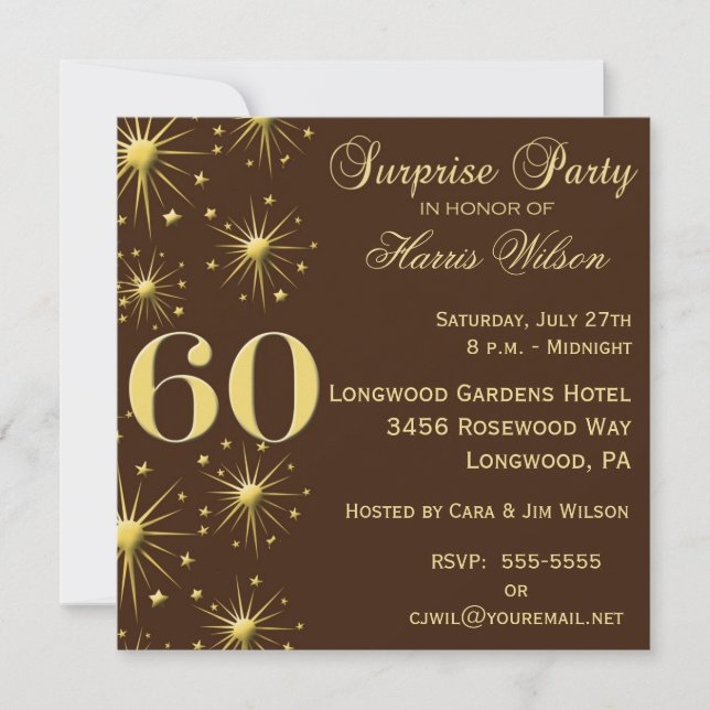 Sparkling Surprise 60th Birthday Invitations (Front)