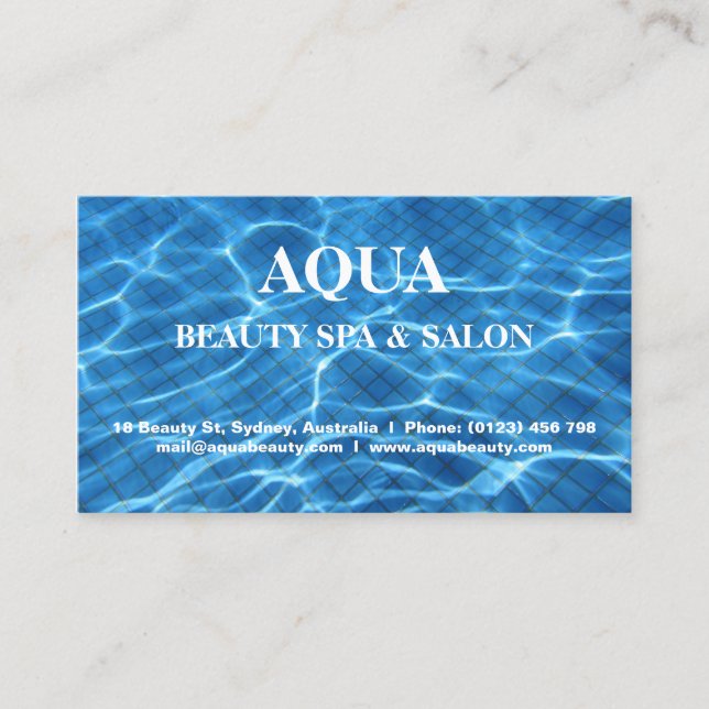 Sparkling Swimming Pool Backgorund Business card (Front)