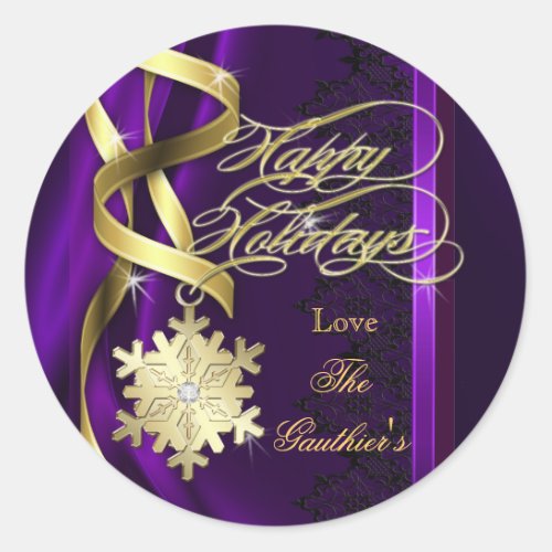 Sparkling Swirls Snowflake Holiday Purple Sticker