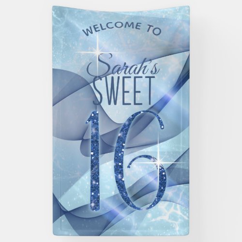 Sparkling Swirls Sweet Sixteen Blue ID652 Banner