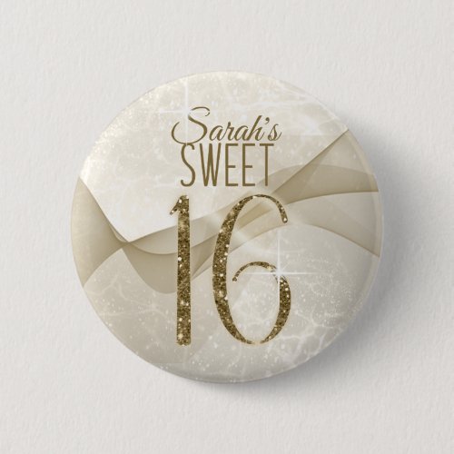 Sparkling Swirls Sweet Sixteen Gold ID652 Button