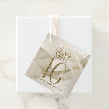 Sparkling Swirls Sweet Sixteen Gold Id652 Favor Tags by arrayforcards at Zazzle
