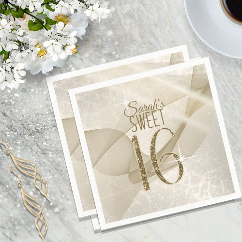 Sparkling Swirls Sweet Sixteen Gold ID652 Napkins