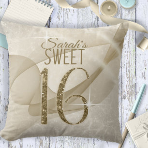 Sparkling Swirls Sweet Sixteen Gold ID652 Throw Pillow
