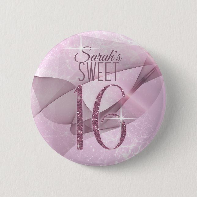 Sparkling Swirls Sweet Sixteen Orchid Pink ID652 Button (Front)