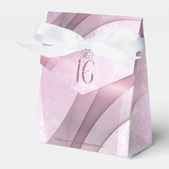 Sparkling Swirls Sweet Sixteen Orchid Pink ID652 Favor Boxes (Front Side)