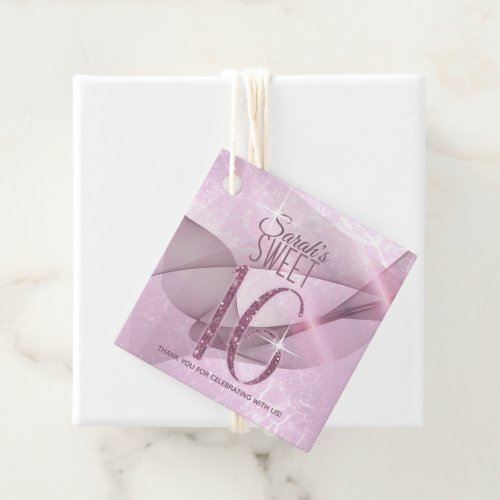 Sparkling Swirls Sweet Sixteen Orchid Pink ID652 Favor Tags