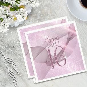 Sparkling Swirls Sweet Sixteen Orchid Pink ID652 Napkins
