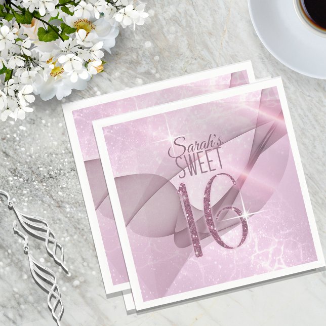 Sparkling Swirls Sweet Sixteen Orchid Pink ID652 Napkins (Creator Uploaded)