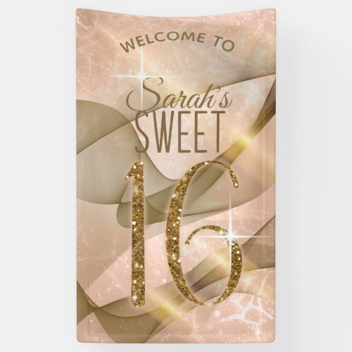 Sparkling Swirls Sweet Sixteen Rose Gold ID652 Banner