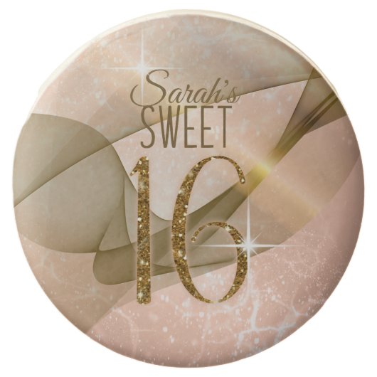 Sparkling Swirls Sweet Sixteen Rose Gold ID652 Chocolate Covered Oreo (Front)