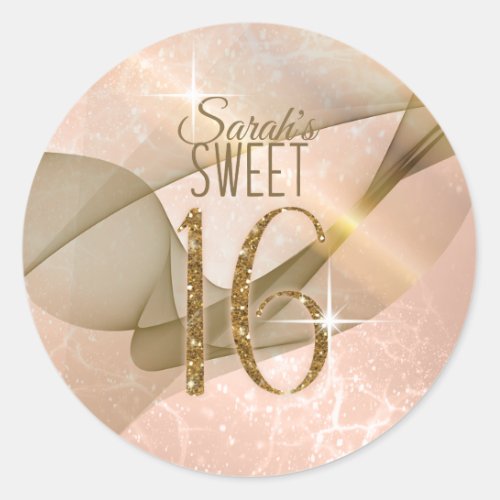 Sparkling Swirls Sweet Sixteen Rose Gold ID652 Classic Round Sticker