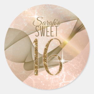 Sparkling Swirls Sweet Sixteen Rose Gold ID652 Classic Round Sticker