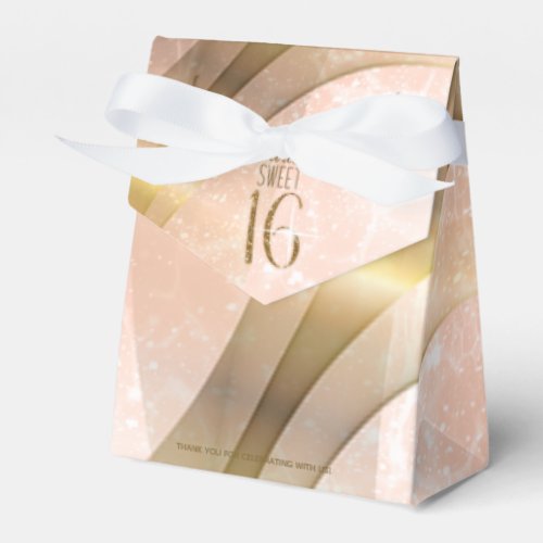 Sparkling Swirls Sweet Sixteen Rose Gold ID652 Favor Boxes