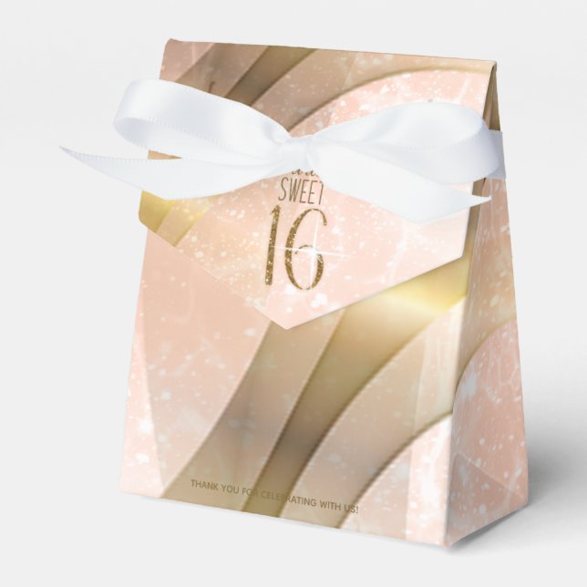 Sparkling Swirls Sweet Sixteen Rose Gold ID652 Favor Boxes (Front Side)
