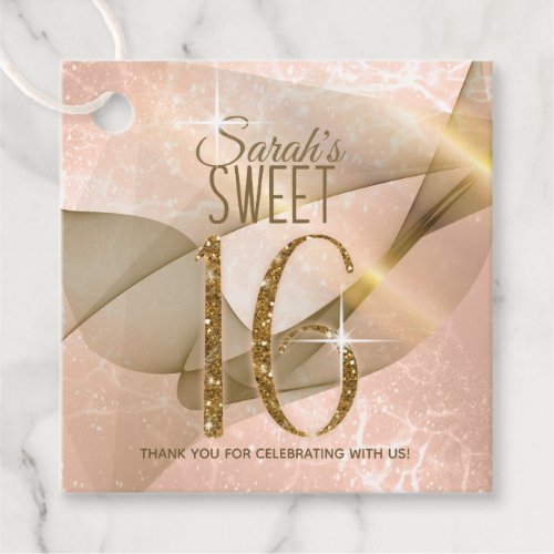Sparkling Swirls Sweet Sixteen Rose Gold ID652 Favor Tags