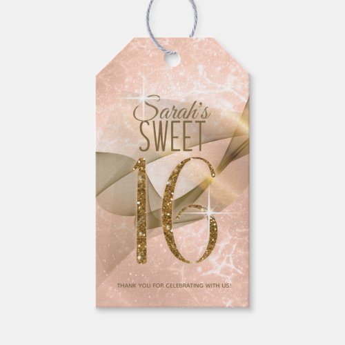 Sparkling Swirls Sweet Sixteen Rose Gold ID652 Gift Tags