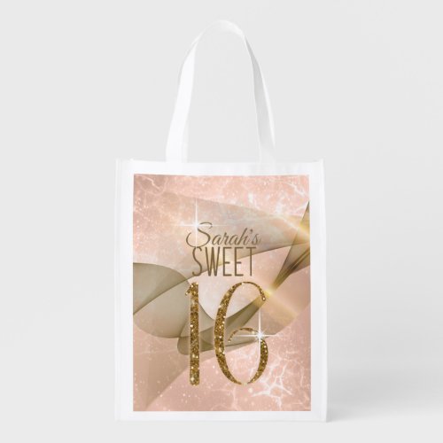 Sparkling Swirls Sweet Sixteen Rose Gold ID652 Grocery Bag