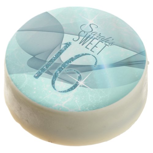 Sparkling Swirls Sweet Sixteen Teal ID652 Chocolate Covered Oreo