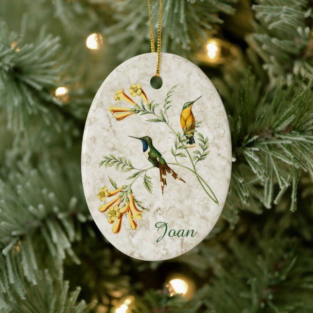 Sparkling Tailed Hummingbird Ceramic Ornament (Tree)