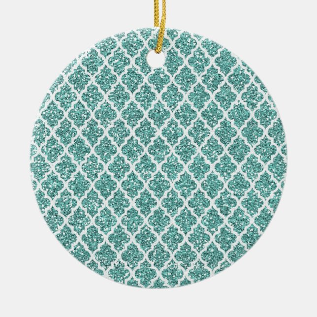 Sparkling Teal Ceramic Ornament (Front)