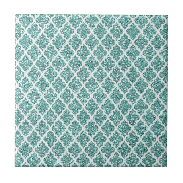 Sparkling Teal Ceramic Tile (Front)