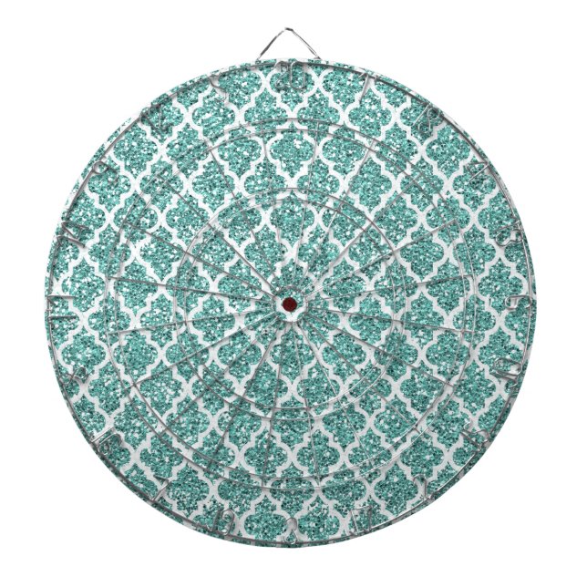 Sparkling Teal Dartboard With Darts (Front)