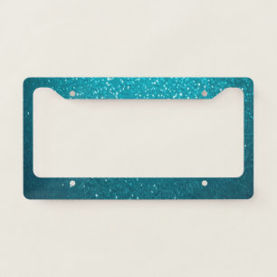 Sparkling Teal Glitter Design with Glam Aesthetic License Plate Frame