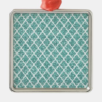 Sparkling Teal Metal Ornament by Dmargie1029 at Zazzle