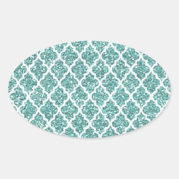 Sparkling Teal Oval Sticker by Dmargie1029 at Zazzle
