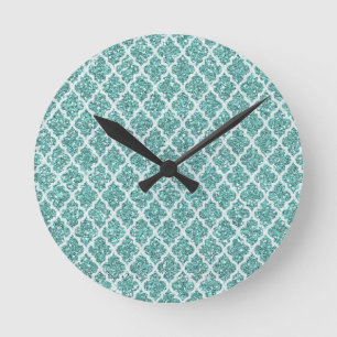 Sparkling Teal Round Clock