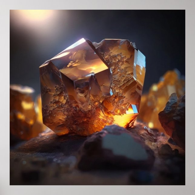 Sparkling Topaz Gemstone, Macro Detail Poster (Front)