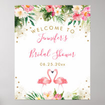 Sparkling Tropical Flamingo Bridal Shower Welcome Poster