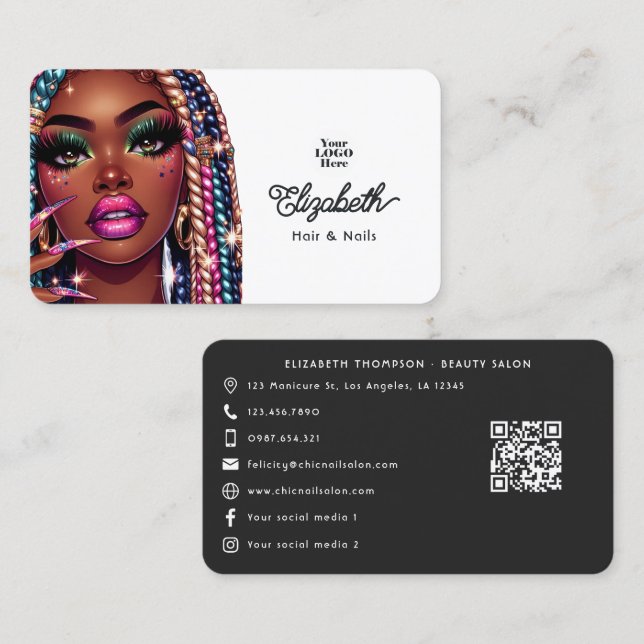 Sparkling Urban Hip Hop Salon Chic for Trendsetter Business Card (Front/Back)