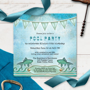 Sparkling Water Summer Pool Party Invitation by sunnysites at Zazzle