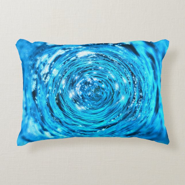 Sparkling water swirl look blue accent pillow (Front)