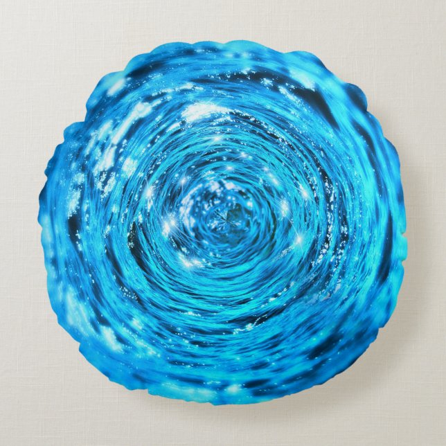Sparkling water swirl round pillow (Front)