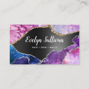 sparkling watercolor black foil business card