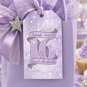 Sparkling Watercolor Sweet 16 Violet ID1333 ID1333 Gift Tags