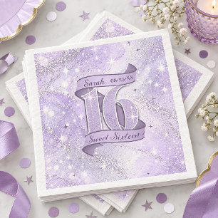 Sparkling Watercolor Sweet 16 Violet ID1333 ID1333 Paper Dinner Napkins
