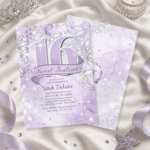 Sparkling Watercolor Sweet 16 Violet Silver ID1333