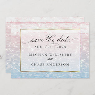 Sparkling Waters Pink Beach Wedding Invitation