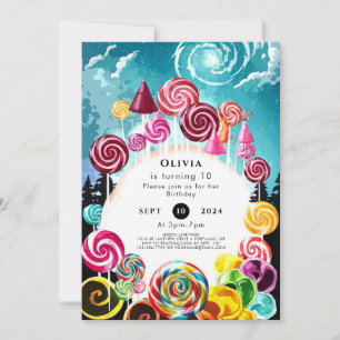 Sparkling Whimsical Candyland Birthday Invitation