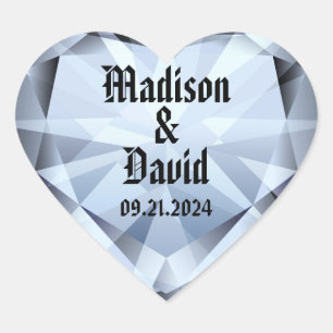 Sparkling White Diamond Wedding Heart Sticker