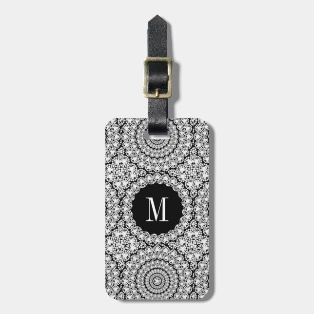 Sparkling White Diamonds Circles Pattern Luggage Tag (Front Vertical)