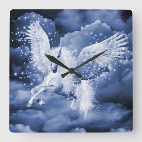 Sparkling White Pegasus Wall Clock