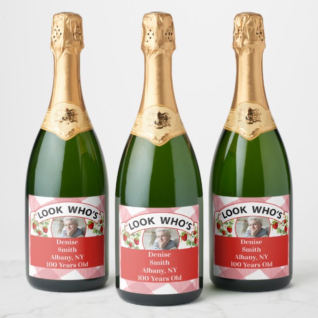 Sparkling Wine 100th Birthday Labels-Customizable Label (Bottles)