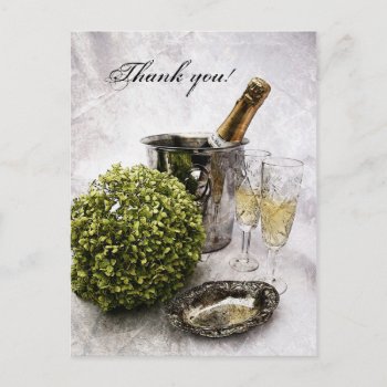 Sparkling Wine And Crystal Goblets - Thank You! Postcard by justbecauseiloveyou at Zazzle