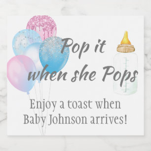 Sparkling Wine Baby Shower Toast Personalized Ball Sparkling Wine Label