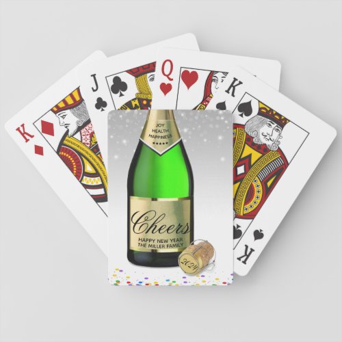 Sparkling Wine Bottle Happy New Year 2024 Playing Cards